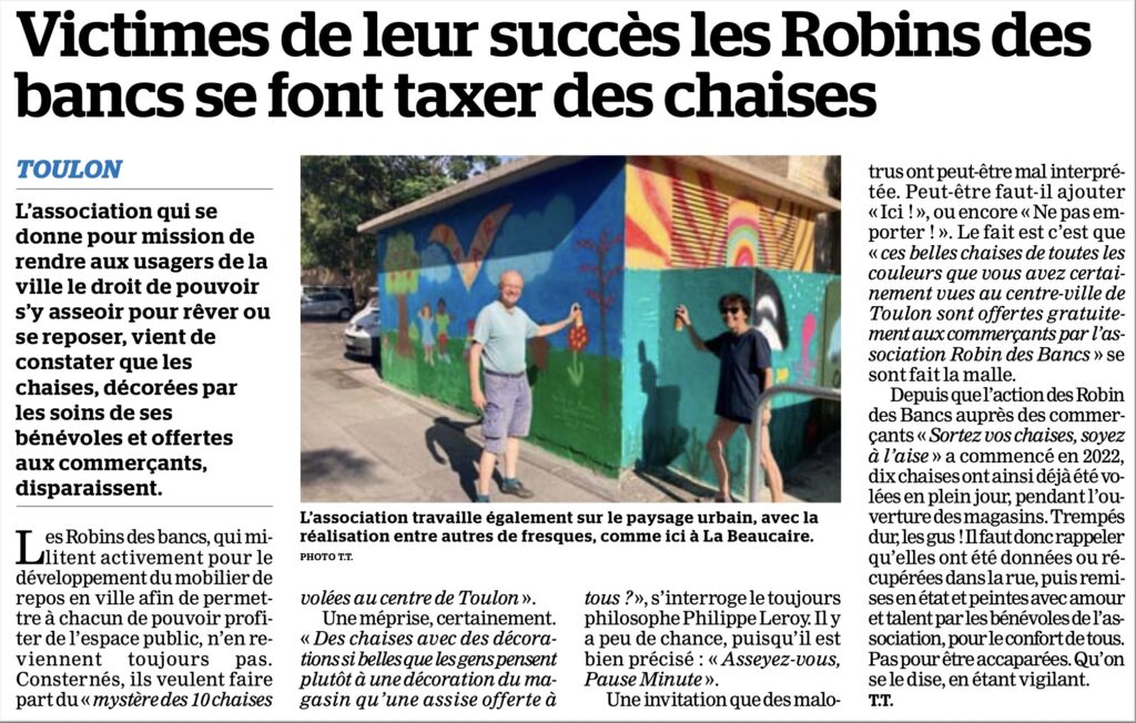 Article La Marseillaise chaises volées